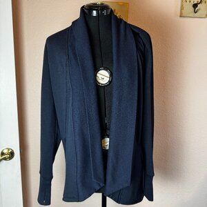 90 Degree By Reflex Shawl Collar Open Front Cardigan Medium Bering Sea
